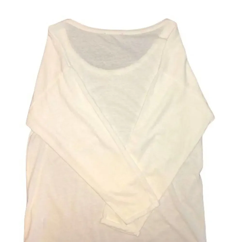 J Crew Soft Cream Top Cotton Comfy Scoop Neck Embellished Long Sleeves Medium